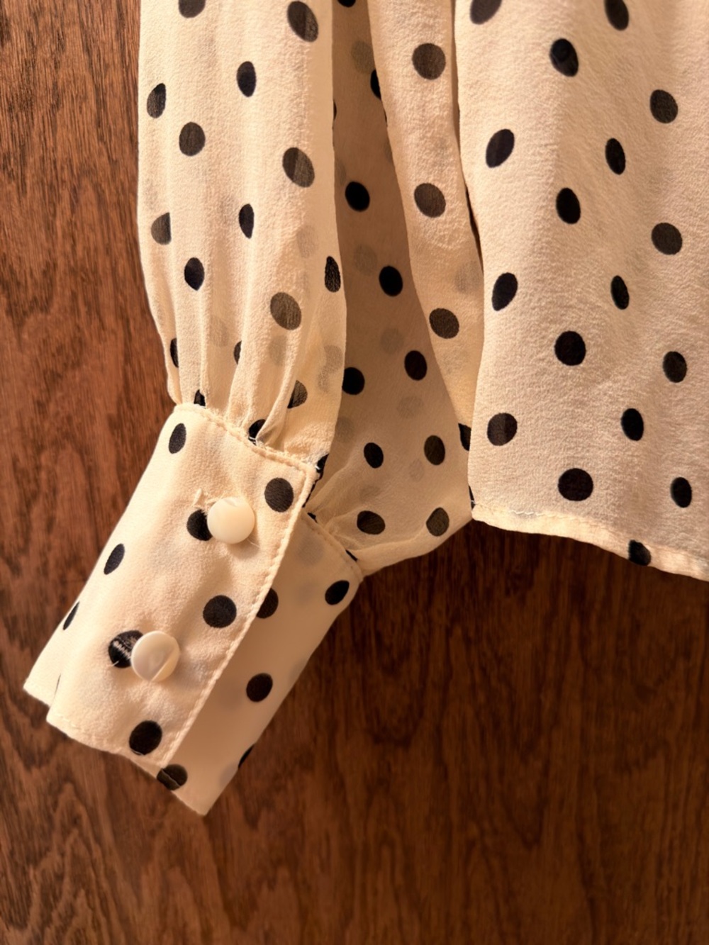 Fifteen Twenty Cream Blouse with Black Polka Dots - Picture 6 of 7